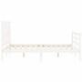 Weißer Massivholzbettrahmen mit Kopfteil 120x200 cm von vidaXL, Betten und Lattenroste - Ref: Foro24-3194372, Preis: 139,38 €...