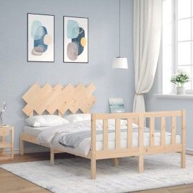 Estructura de cama con cabecero madera maciza 120x200 cm de vidaXL, Camas y somieres - Ref: Foro24-3193461, Precio: 116,04 €,...