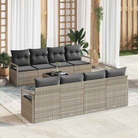 Conjunto de sofá de jardín 7 pcs Gris claro 55 x 55 x 37 cm