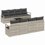 Conjunto de sofá de jardín 7 pcs Gris claro 55 x 55 x 37 cm