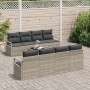 Conjunto de sofá de jardín 7 pcs Gris claro 55 x 55 x 37 cm