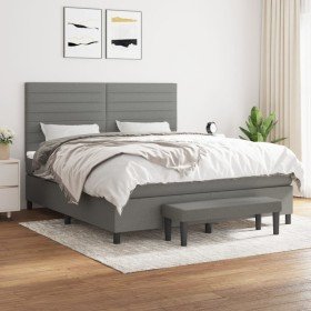 Cama box spring con colchón tela gris oscuro 180x200 cm en Camas y somieres | Comprar online en Foro24
