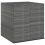 Baúl de cojines para jardín de ratán PE gris 100x97,5x104 cm