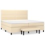 Cama box spring con colchón tela color crema 200x200 cm