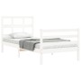 Weißer Massivholzbettrahmen mit Kopfteil 90x200 cm von vidaXL, Betten und Lattenroste - Ref: Foro24-3194817, Preis: 97,63 €, ...