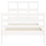 Weißer Massivholzbettrahmen mit Kopfteil 90x200 cm von vidaXL, Betten und Lattenroste - Ref: Foro24-3194817, Preis: 97,63 €, ...