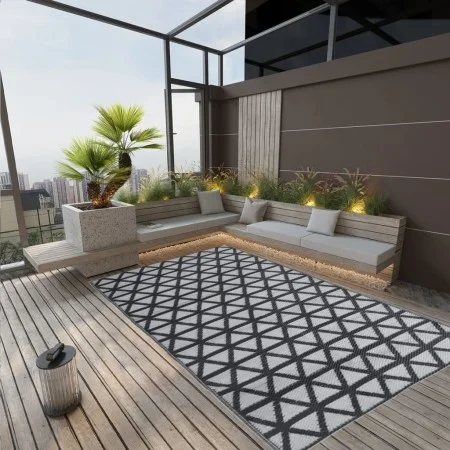 Black PP outdoor rug 140x200 cm by vidaXL, Outdoor protectors - Ref: Foro24-317007, Price: 35,99 €, Discount: %