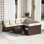 Conjunto de sofá de jardín 9 pcs Marrón y crema 55 x 55 x 37 cm