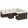 Conjunto de sofá de jardín 9 pcs Marrón y crema 55 x 55 x 37 cm