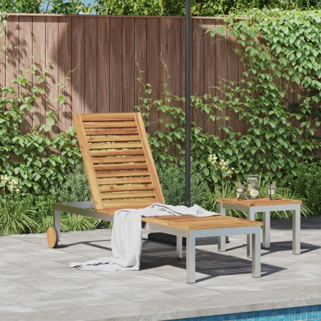 Tumbona con Ruedas 207x58x35 cm Madera Sólida de Acacia y Acero Inoxidable | Foro24.es | Tu tienda online para hogar, jardín y más Foro24.es