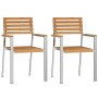 Sillas Apilables para Jardín 2 pcs Madera Maciza de Teca y Acero | Foro24.es | Tu tienda online para hogar, jardín y más Foro24.es