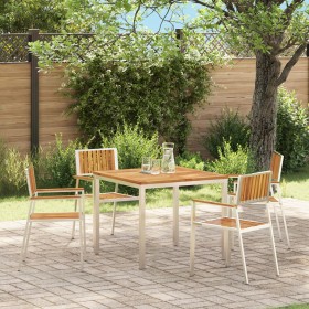 Sillas de jardín apilables 4 pcs de madera maciza
