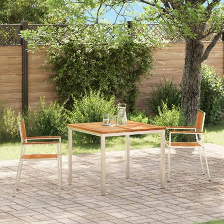 Sillas de jardín apilables 2 pcs de madera maciza de teca y metal | Foro24.es | Tu tienda online para hogar, jardín y más Foro24.es