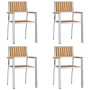 Sillas de Jardín Apilables 4 pcs de Madera Maciza de Teca y Metal | Foro24.es | Tu tienda online para hogar, jardín y más Foro24.es