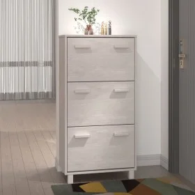 Zapatero HAMAR madera maciza de pino blanca 59,5x35x117 cm de vidaXL, Zapateros y organizadores de calzado - Ref: Foro24-3405...