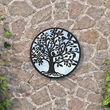 Round garden mirror in black iron for outdoor use, 60x2.5 cm by vidaXL, Mirrors - Ref: Foro24-318372, Price: 90,00 €, Discoun...