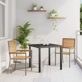 Sillas apilables de jardín con cojines, 2 pcs