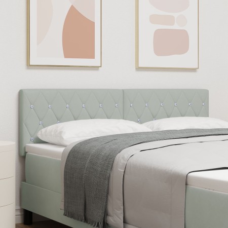 Cabecero  con botones de cristal capitoné gris claro de 140 cm en terciopelo | Foro24.es | Tu tienda online para hogar, jardín y más Foro24.es