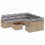 Conjunto de sofá de jardín 9 pcs Beige y gris 55 x 55 x 37 cm