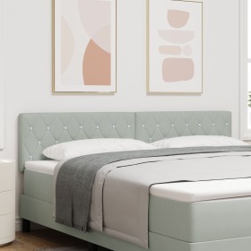 Cabecera con botones de cristal tufted en gris