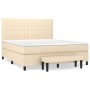 Cama box spring con colchón tela color crema 160x200 cm