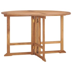 Solid teak folding garden dining table Ø110x75 cm by vidaXL, Garden tables - Ref: Foro24-318479, Price: 296,69 €, Discount: %