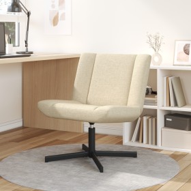 Silla de Acento Crema Tapicería de Poliéster