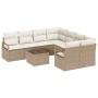 Conjunto de sofá de jardín 9 pcs Beige y Crema 55 x 55 x 37 cm