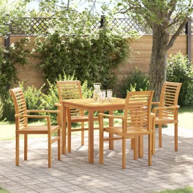Silla de Jardín Apilable 4 pcs Madera Maciza de Teca