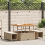 Juego de Comedor de Jardín de 3 Piezas con Cojines Beige Poli Ratán Acacia | Foro24.es | Tu tienda online para hogar, jardín y más Foro24.es
