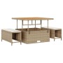 Juego de Comedor de Jardín de 3 Piezas con Cojines Beige Poli Ratán Acacia | Foro24.es | Tu tienda online para hogar, jardín y más Foro24.es