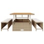 Juego de Comedor de Jardín de 3 Piezas con Cojines Beige Poli Ratán Acacia | Foro24.es | Tu tienda online para hogar, jardín y más Foro24.es