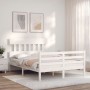 Weißer Massivholzbettrahmen mit Kopfteil 140x190 cm von vidaXL, Betten und Lattenroste - Ref: Foro24-3195137, Preis: 128,87 €...