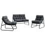 Conjunto de Asientos Exterior Gris Oscuro Metal con Cojines de Tela by , Garden chairs - Ref: Foro24-42008031, Price: 249,59 ...