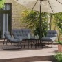 Conjunto de Asientos Exterior Gris Oscuro Metal con Cojines de Tela by , Garden chairs - Ref: Foro24-42008031, Price: 249,59 ...