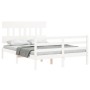 White solid wood bed frame with headboard 140x190 cm by vidaXL, Beds and slatted bases - Ref: Foro24-3195137, Price: 128,90 €...