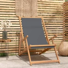 Gray Teak Solid Wood Folding Beach Chair by vidaXL, Garden chairs - Ref: Foro24-317698, Price: 84,34 €, Discount: %