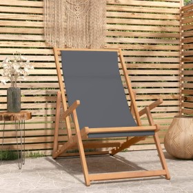 Silla de playa plegable de madera maciza de teca gris