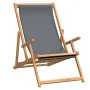 Klappbarer Strandstuhl aus grauem Teak-Massivholz von vidaXL, Gartenstühle - Ref: Foro24-317698, Preis: 84,34 €, Rabatt: %