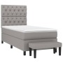 Cama box spring con colchón tela gris claro 80x200 cm