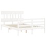 Weißer Massivholzbettrahmen mit Kopfteil 140x190 cm von vidaXL, Betten und Lattenroste - Ref: Foro24-3195137, Preis: 128,87 €...