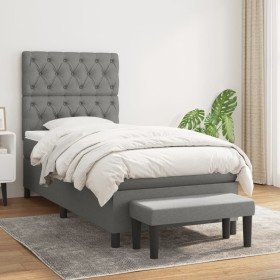 Cama box spring con colchón tela gris oscuro 80x200 cm en Camas y somieres | Comprar online en Foro24