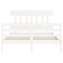 Weißer Massivholzbettrahmen mit Kopfteil 140x190 cm von vidaXL, Betten und Lattenroste - Ref: Foro24-3195137, Preis: 128,87 €...