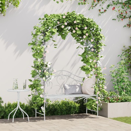 Banco Blanco Metal 121 x 48 x 200 cm Incrustaciones Decorativas von , Gartenbänke - Ref: Foro24-42008120, Preis: 194,36 €, Ra...