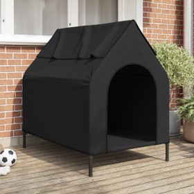 Casa para Perros Negra de Tela Oxford y Acero