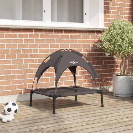 Cama elevada para perros con techo removible marrón S acero | Foro24.es | Tu tienda online para hogar, jardín y más Foro24.es
