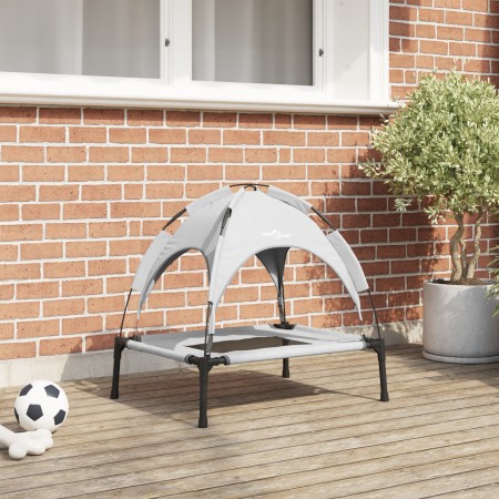 Cama Elevada para Perros con Techo Removible Gris Plata Acero | Foro24.es | Tu tienda online para hogar, jardín y más Foro24.es