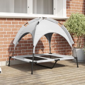 Cama Elevada para Perros con Techo Removible Gris