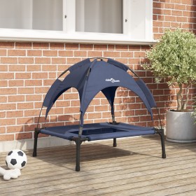 Cama Elevada para Perros con Techo Removible Azul