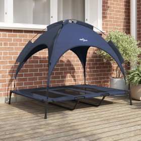 Cama Elevada para Perros con Techo Removible Azul